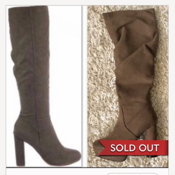 @SOULCRUSHER716 Shoes - TAUPE SUEDE KNEE HIGH FUR BOOT